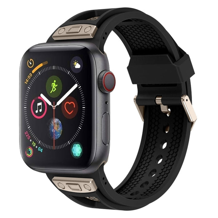 Lisslune | For Apple Watch Series 4 44mm Breathable Stainless Steel Mesh TPU Watch Strap (Black Titanium)