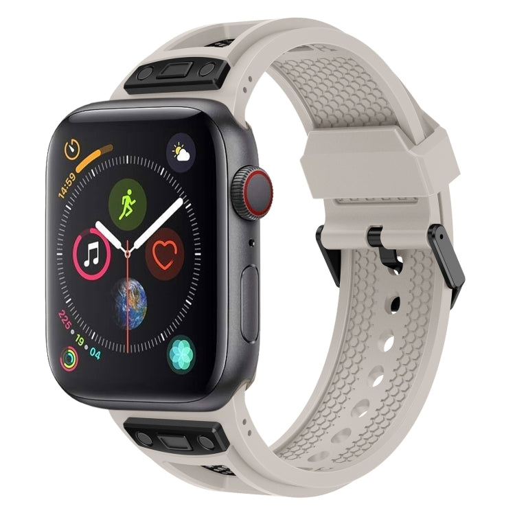 Lisslune | For Apple Watch Series 4 44mm Breathable Stainless Steel Mesh TPU Watch Band (Starlight Black)