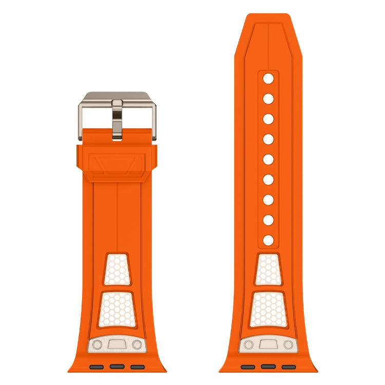 Lisslune | For Apple Watch Series 3 42mm Breathable Stainless Steel Mesh TPU Watch Strap (Orange Titan)