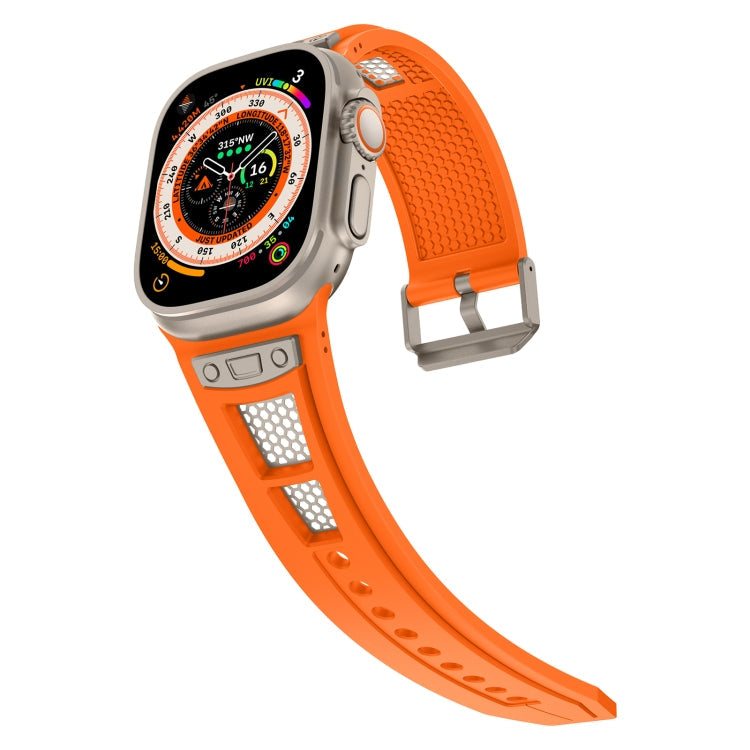 Lisslune | For Apple Watch Series 3 42mm Breathable Stainless Steel Mesh TPU Watch Strap (Orange Titan)