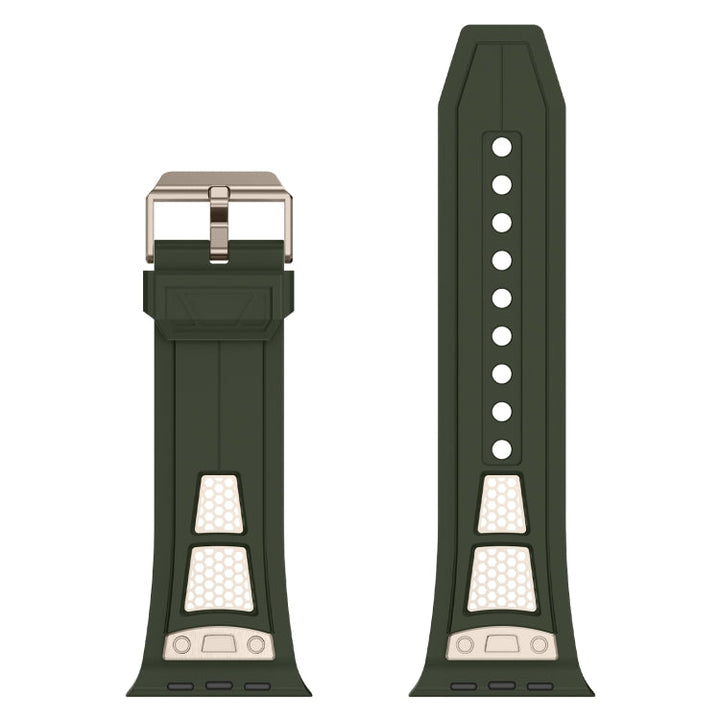 Lisslune | For Apple Watch Series 3 42mm Breathable Stainless Steel Mesh TPU Watch Band (Green Titanium)