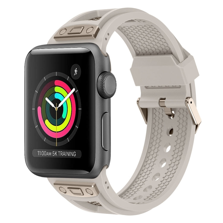 Lisslune | For Apple Watch Series 3 42mm Breathable Stainless Steel Mesh TPU Watch Band (Starlight Titan)