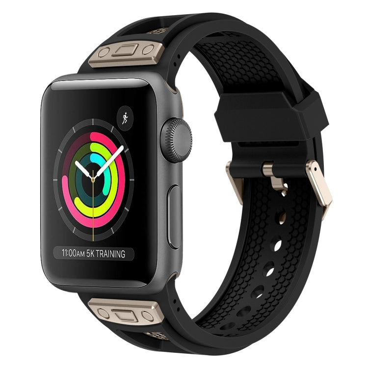 Lisslune | For Apple Watch Series 3 42mm Breathable Stainless Steel Mesh-TPU Watch Strap (Black Titanium)
