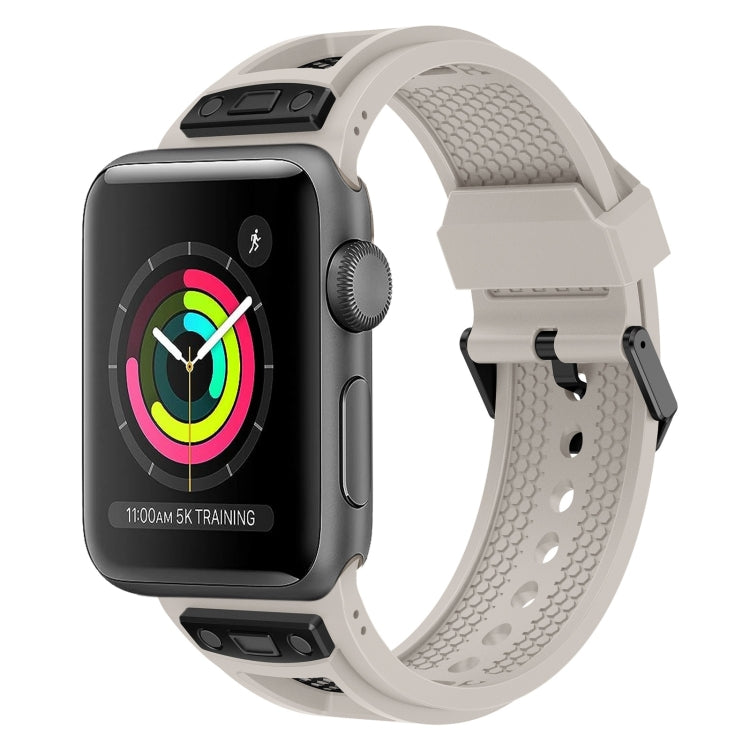 Lisslune | For Apple Watch Series 3 42 mm Breathable Stainless Steel Mesh TPU Watch Band (Starlight Black)