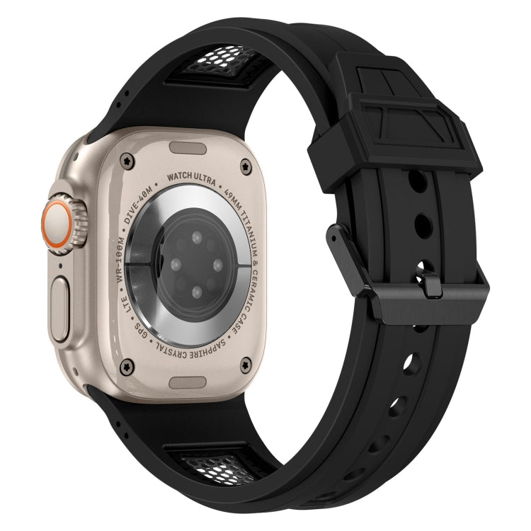 Lisslune | For Apple Watch Series 3 42mm Breathable Stainless Steel Mesh TPU Band (Black Black)