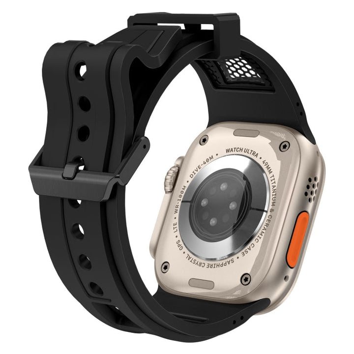 Lisslune | For Apple Watch Series 3 42mm Breathable Stainless Steel Mesh TPU Band (Black Black)