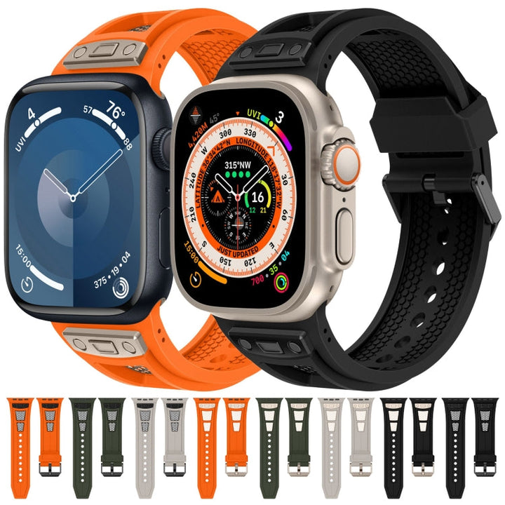 Lisslune | For Apple Watch Series 3 42mm Breathable Stainless Steel Mesh TPU Watch Strap (Orange Titan)