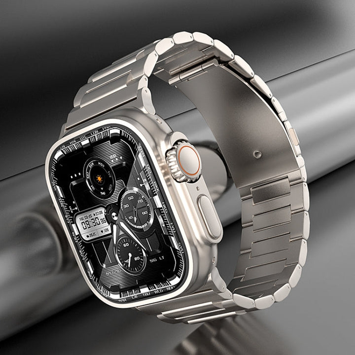 Lisslune | For Apple Watch SE 2023 44mm I-shaped titanium watch strap (Black)