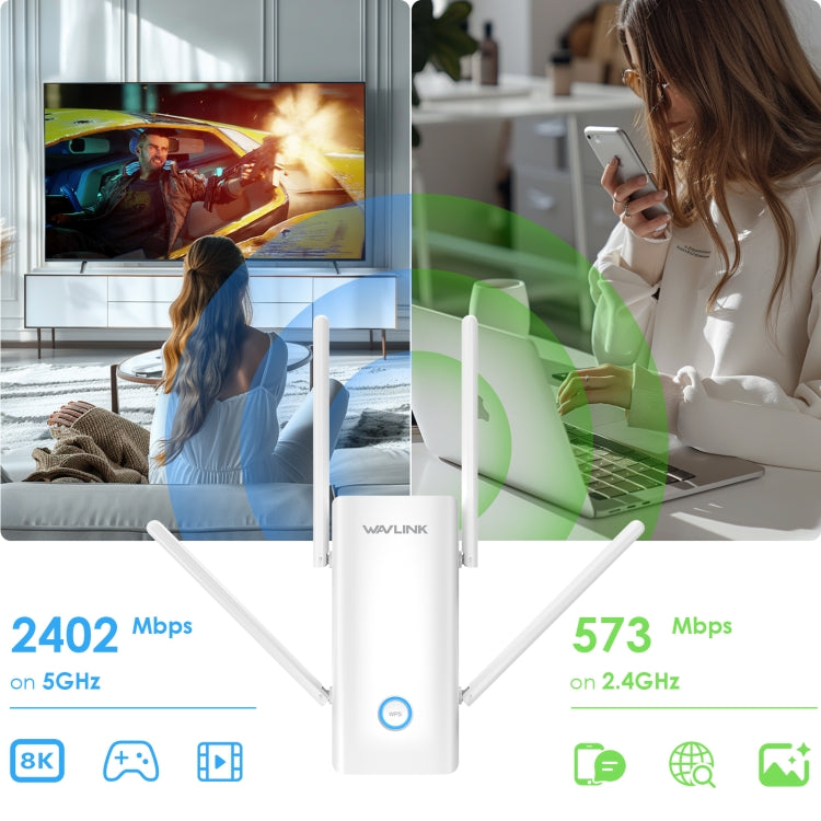 Lisslune | Wavlink WN583AX3 AX3000 Dual Band WiFi Repeater/AP/Router/Mesh Mode WiFi Extender, Plug:UK Plug