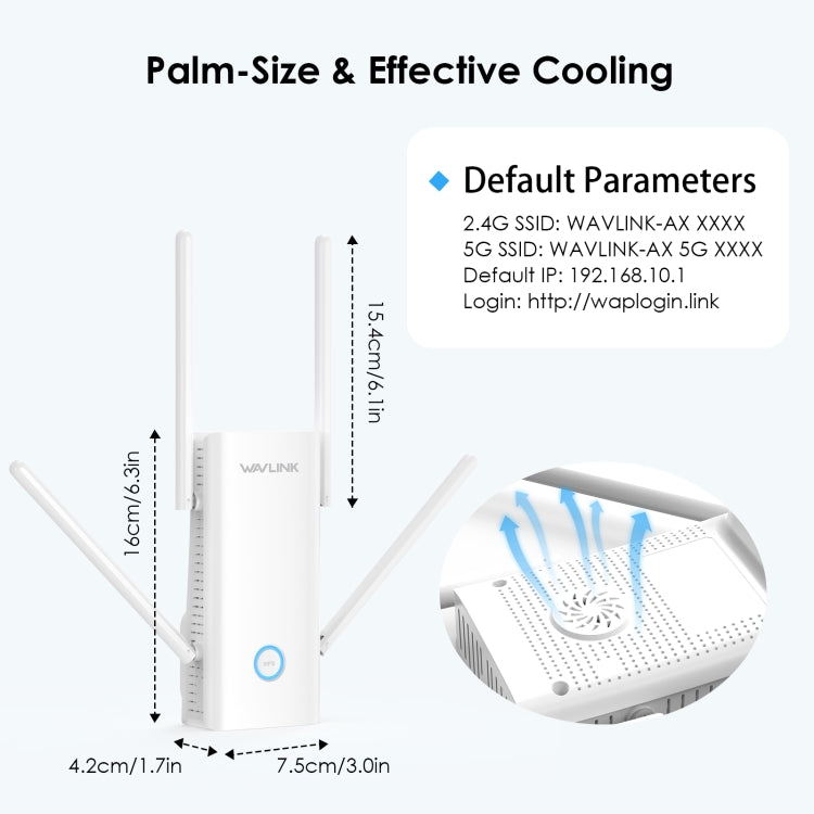 Lisslune | Wavlink WN583AX3 AX3000 Dual Band WiFi Repeater/AP/Router/Mesh Mode WiFi Extender, Plug:UK Plug