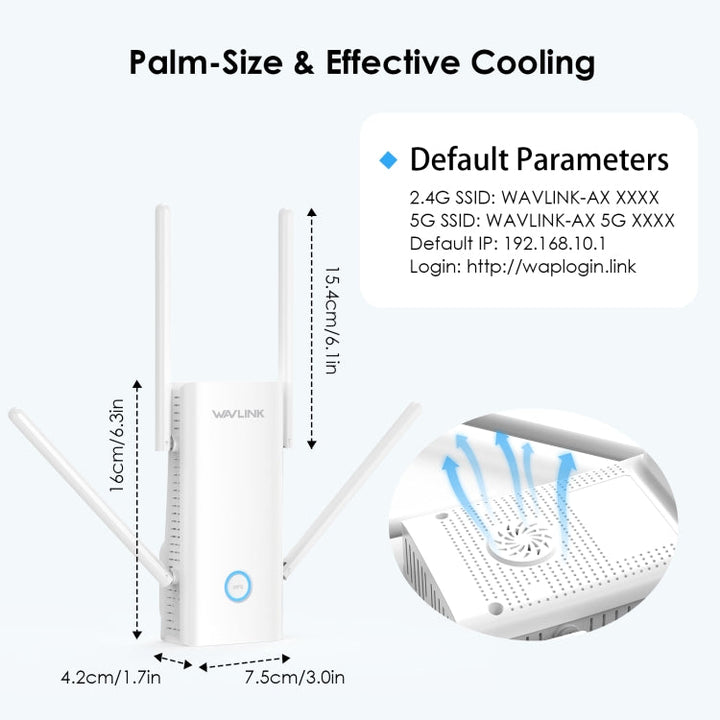 Lisslune | Wavlink WN583AX3 AX3000 Dual Band WiFi Repeater/AP/Router/Mesh Mode WiFi Extender, Plug:UK Plug