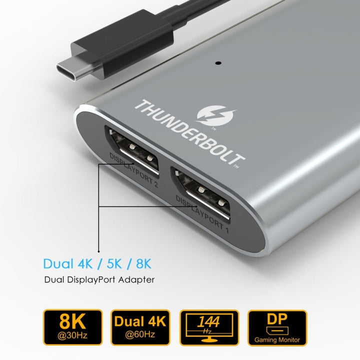 Lisslune | WAVLINK UTA21D DP 4K/5K/8K Video Thunderbolt 3 Type-C to Dual DisplayPort Adapter