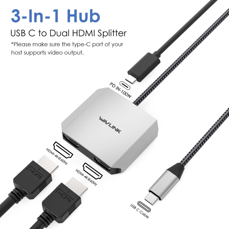 Lisslune | WAVLINK WL-UHP510Pro 4K/60Hz Video Converter USB-C Male to Dual HDMI Female Adapter