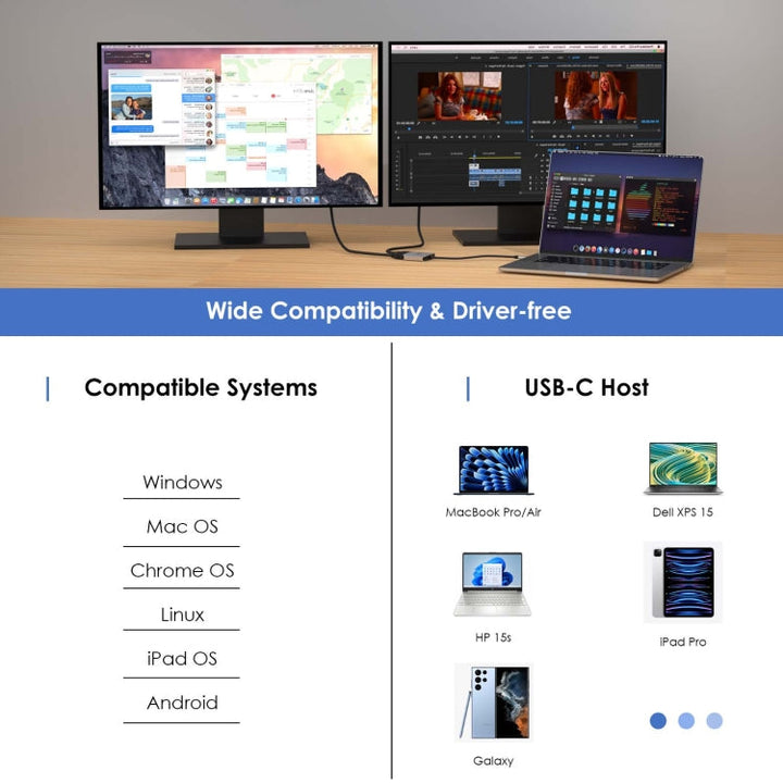 Lisslune | WAVLINK WL-UHP510Pro 4K/60Hz Video Converter USB-C Male to Dual HDMI Female Adapter