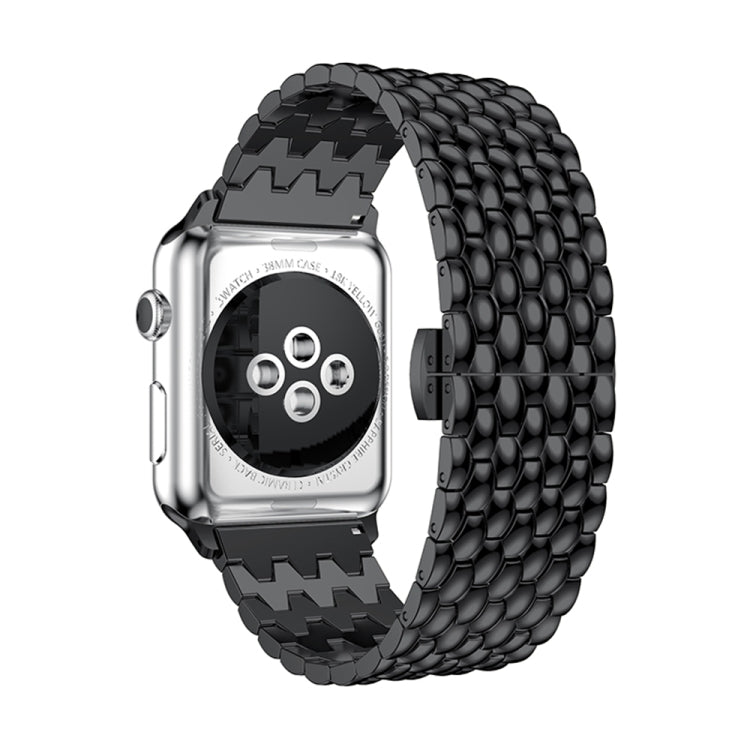 Lisslune | Dragon Grain Stainless Steel Bracelet Watch Band for Apple Watch Series 3 & 2 & 1 38mm (Black)