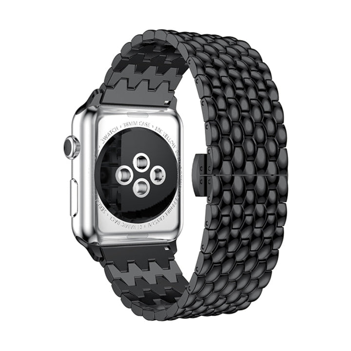 Lisslune | Dragon Grain Stainless Steel Bracelet Watch Band for Apple Watch Series 3 & 2 & 1 38mm (Black)