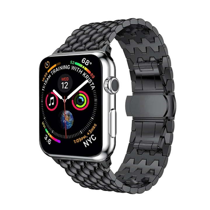 Lisslune | Dragon Grain Stainless Steel Bracelet Watch Band for Apple Watch Series 3 & 2 & 1 38mm (Black)