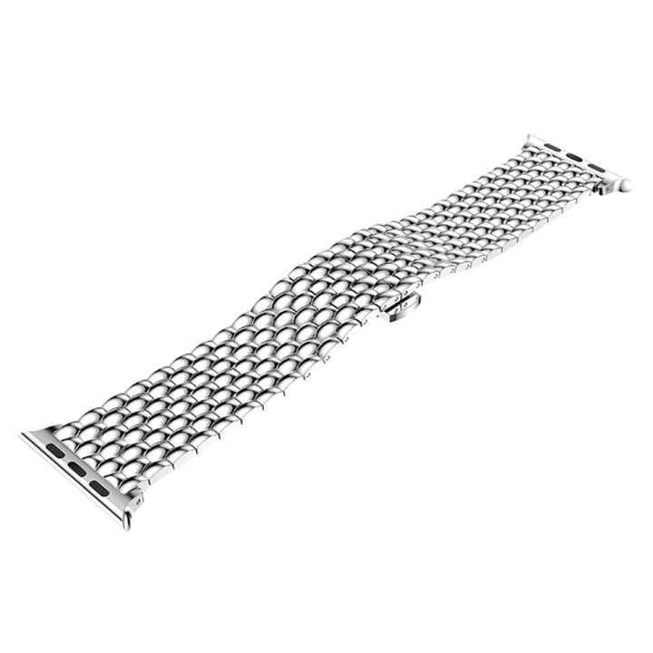 Lisslune | Dragon Grain Solid Stainless Steel Wristband Watch Band for Apple Watch Series 3 & 2 & 1 38mm (Silver)