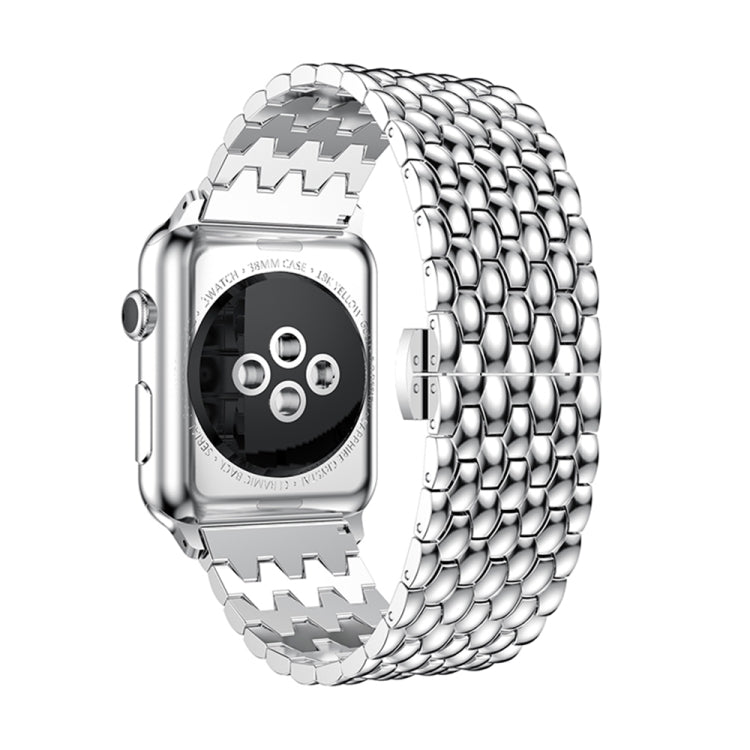 Lisslune | Dragon Grain Solid Stainless Steel Wristband Watch Band for Apple Watch Series 3 & 2 & 1 38mm (Silver)