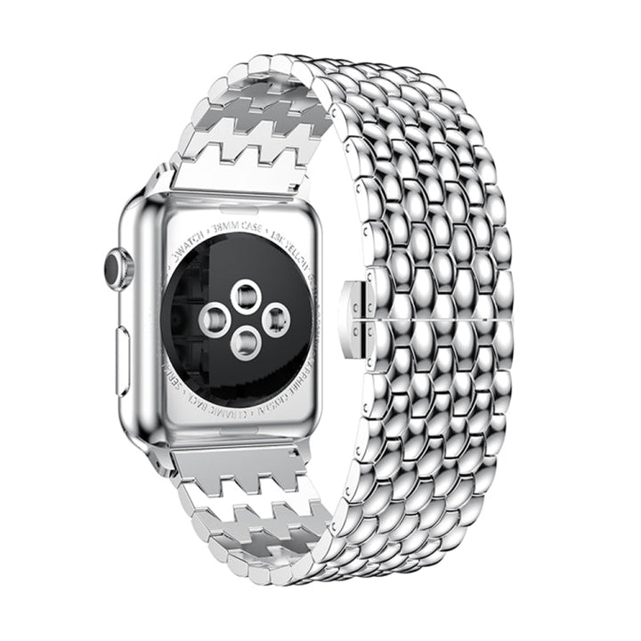 Lisslune | Dragon Grain Solid Stainless Steel Wristband Watch Band for Apple Watch Series 3 & 2 & 1 38mm (Silver)