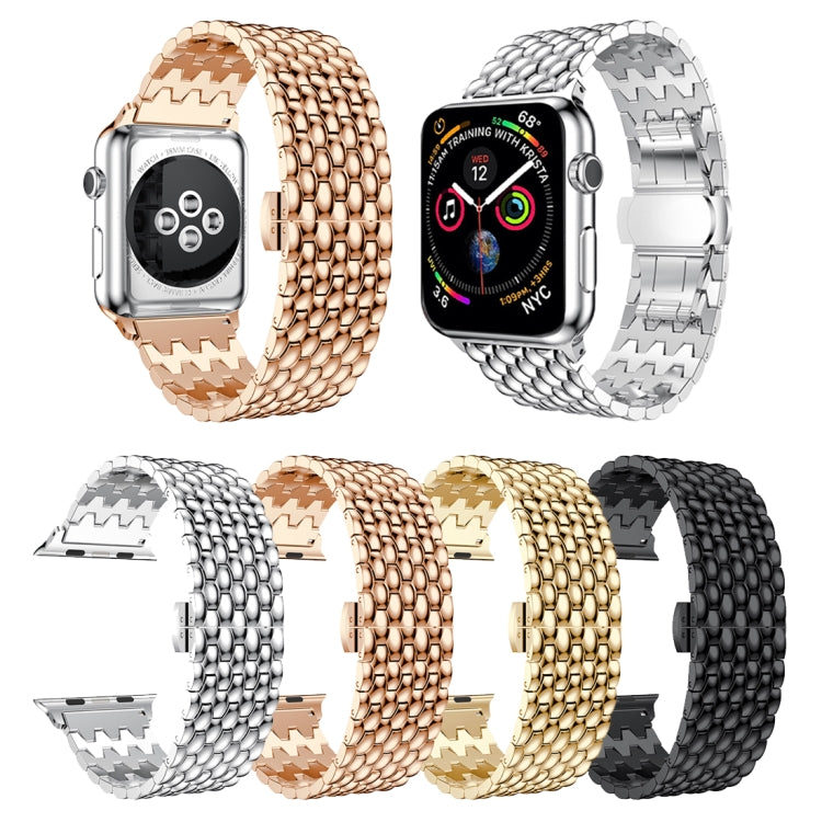 Lisslune | Dragon Grain Stainless Steel Bracelet Watch Band for Apple Watch Series 3 & 2 & 1 38mm (Black)