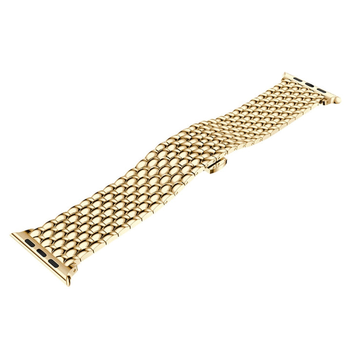 Lisslune | Dragon Grain Solid Stainless Steel Bracelet Watch Band for Apple Watch Series 3 & 2 & 1 42mm (Gold)
