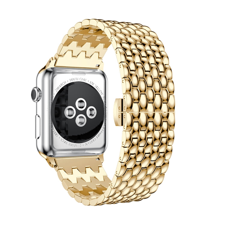 Lisslune | Dragon Grain Solid Stainless Steel Bracelet Watch Band for Apple Watch Series 3 & 2 & 1 42mm (Gold)