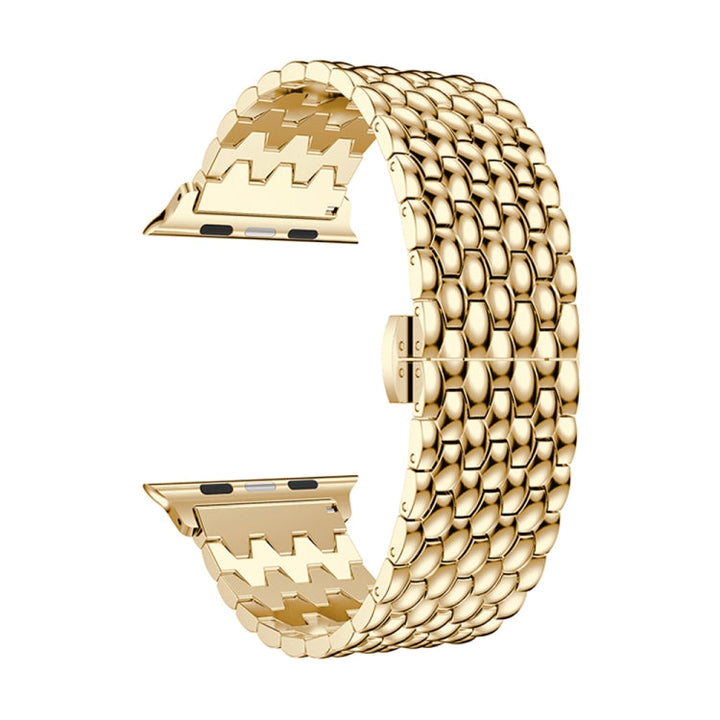 Lisslune | Dragon Grain Solid Stainless Steel Bracelet Watch Band for Apple Watch Series 3 & 2 & 1 42mm (Gold)