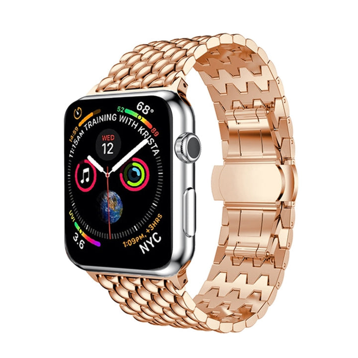 Lisslune | Dragon Grain Solid Stainless Steel Bracelet Watch Band for Apple Watch Series 3 & 2 & 1 42mm (Rose Gold)