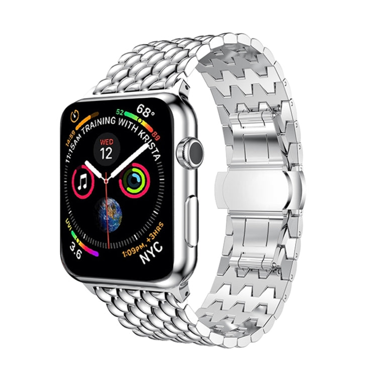 Lisslune | Dragon Grain Solid Stainless Steel Bracelet Watch Band for Apple Watch Series 3 & 2 & 1 42mm (Silver)