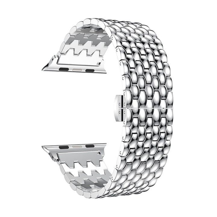 Lisslune | Dragon Grain Solid Stainless Steel Bracelet Watch Band for Apple Watch Series 3 & 2 & 1 42mm (Silver)
