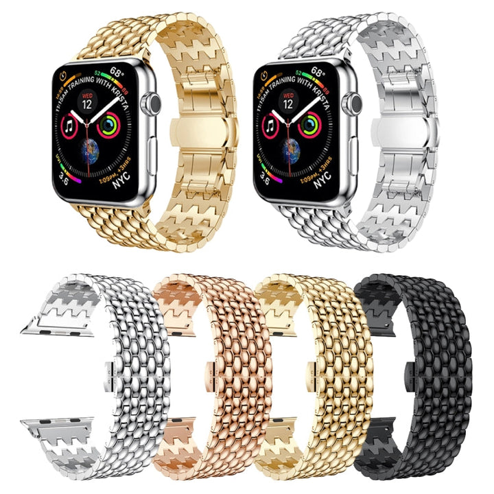Lisslune | Dragon Grain Solid Stainless Steel Bracelet Watch Band for Apple Watch Series 3 & 2 & 1 42mm (Rose Gold)
