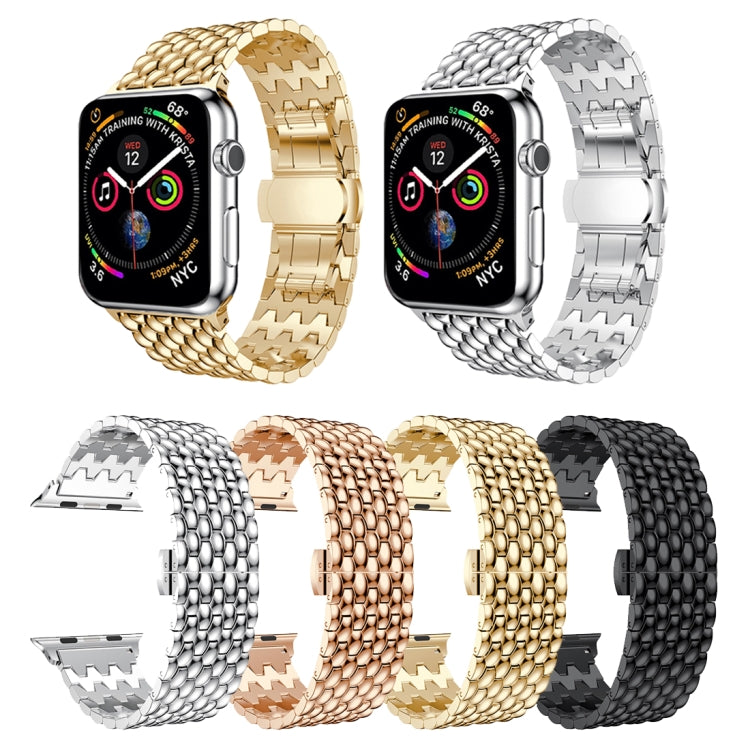Lisslune | Dragon Grain Solid Stainless Steel Bracelet Watch Band for Apple Watch Series 3 & 2 & 1 42mm (Gold)
