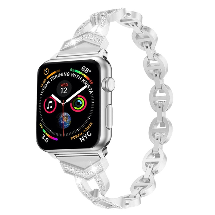 Lisslune | 8-shaped VO diamond-set solid stainless steel watch band for the Apple Watch Series 3 & 2 & 1 38mm (Silver)