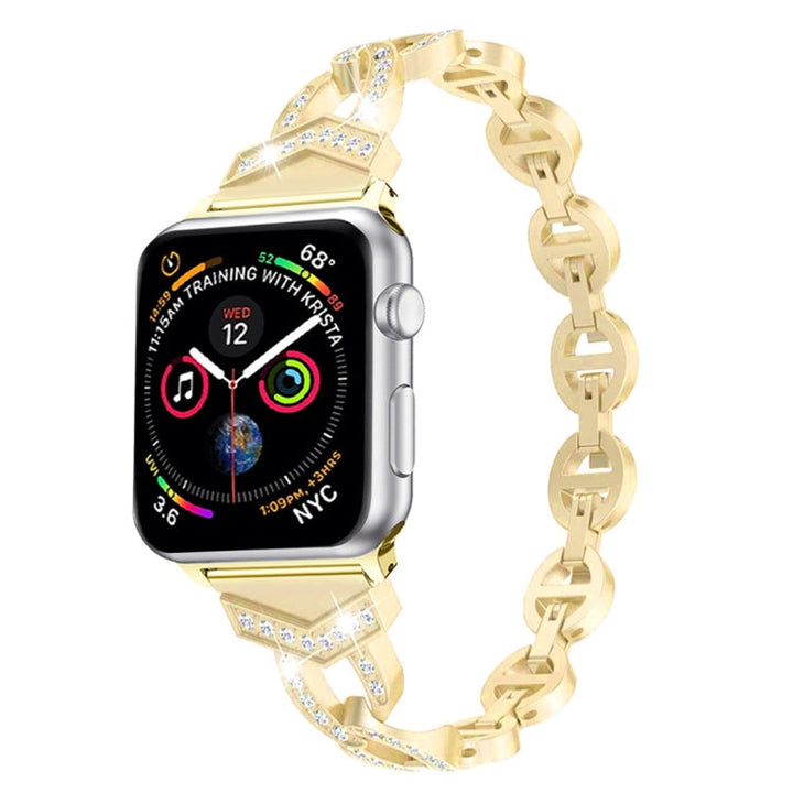 Lisslune | 8-shaped VO with diamond-encrusted solid stainless steel watch strap for Apple Watch Series 3 & 2 & 1 38mm (Gold)