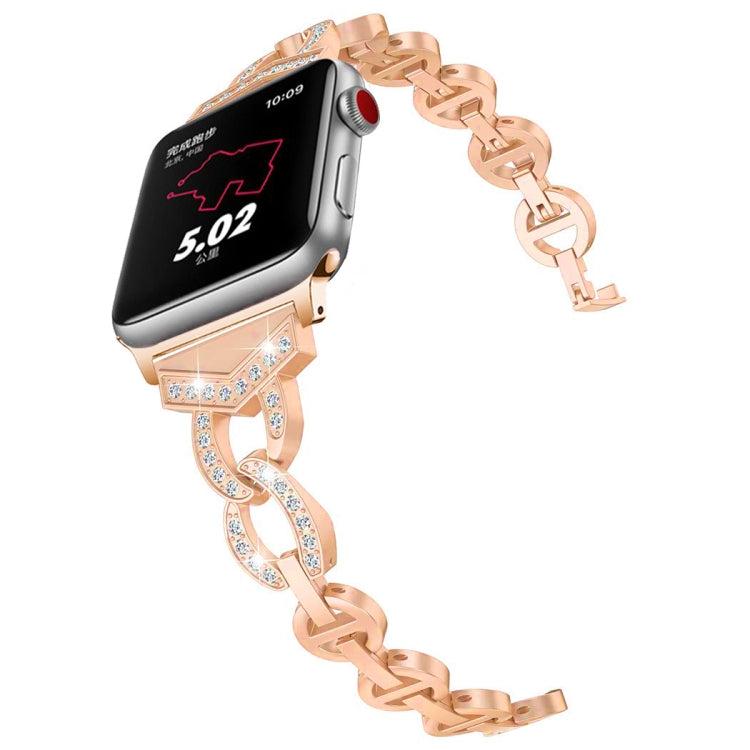 Lisslune | 8-shaped VO diamond-set bracelet made of solid stainless steel for Apple Watch Series 3 & 2 & 1 38mm (Rose Gold)