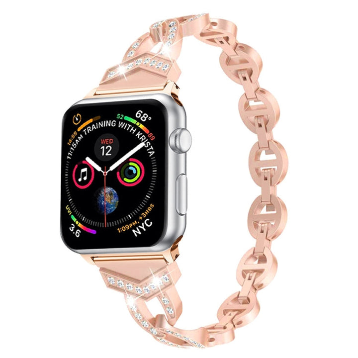 Lisslune | 8-shaped VO diamond-set bracelet made of solid stainless steel for Apple Watch Series 3 & 2 & 1 38mm (Rose Gold)