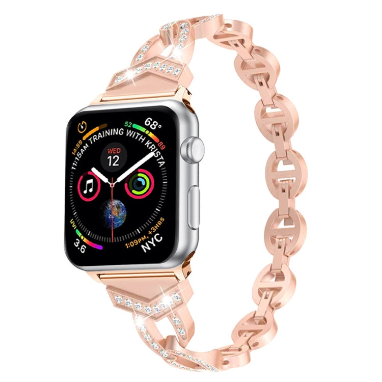 Lisslune | 8-shaped VO diamond-set bracelet made of solid stainless steel for Apple Watch Series 3 & 2 & 1 38mm (Rose Gold)