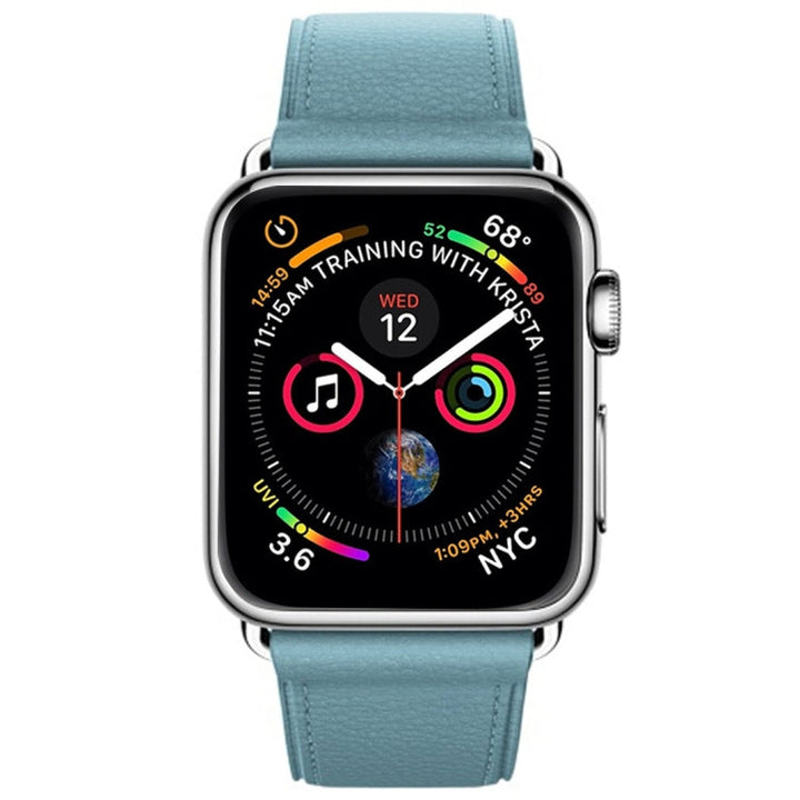 Lisslune | Classic Button Leather Watch Band for Apple Watch Series 3 & 2 & 1 38mm (Light Blue)