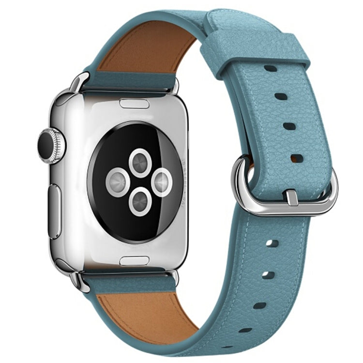 Lisslune | Classic Button Leather Watch Band for Apple Watch Series 3 & 2 & 1 38mm (Light Blue)