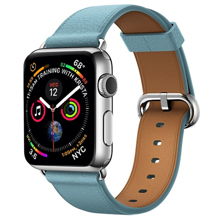 Lisslune | Classic Button Leather Watch Band for Apple Watch Series 3 & 2 & 1 38mm (Light Blue)