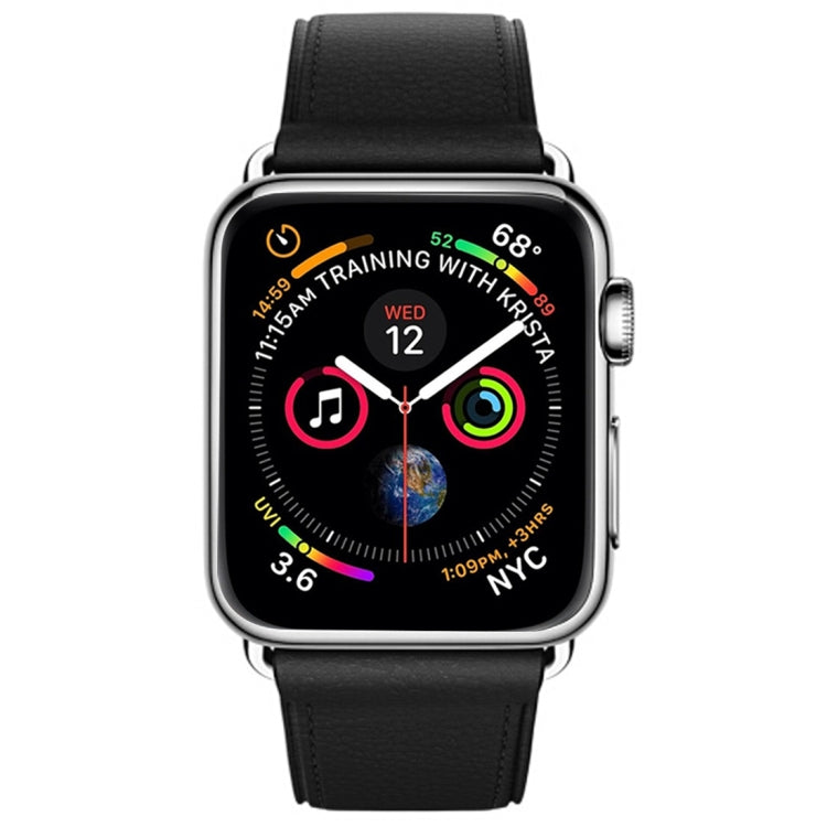 Lisslune | Classic Button Leather Wrist Band for Apple Watch Series 3 & 2 & 1 38mm (Black)