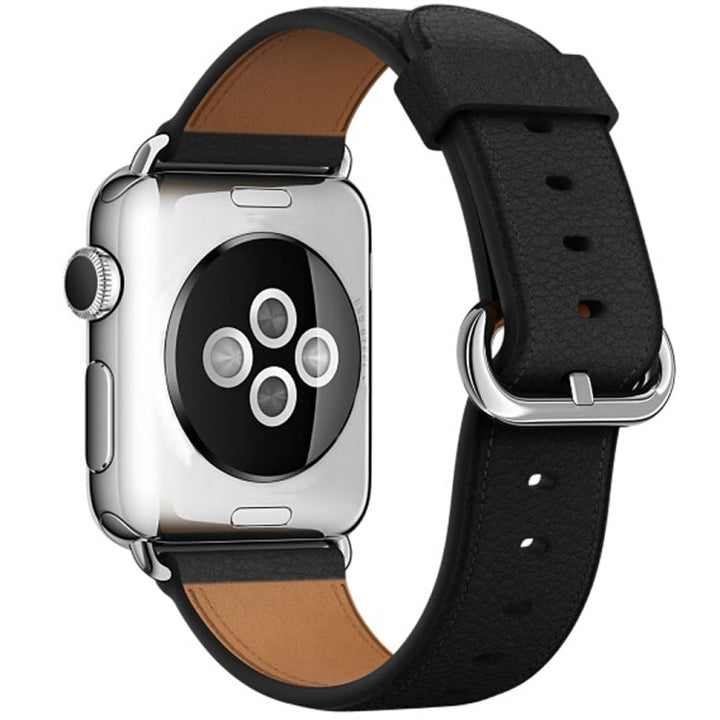Lisslune | Classic Button Leather Wrist Band for Apple Watch Series 3 & 2 & 1 38mm (Black)