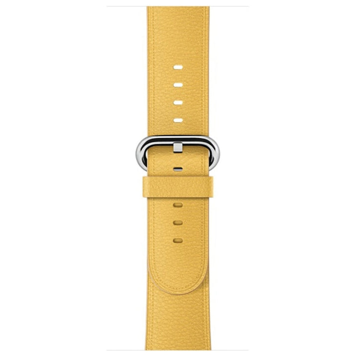Lisslune | Classic Button Leather Wristband for Apple Watch Series 3 & 2 & 1 38mm (Yellow)