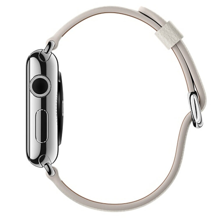 Lisslune | Classic Button Leather Wristband for Apple Watch Series 3 & 2 & 1 38mm (White)