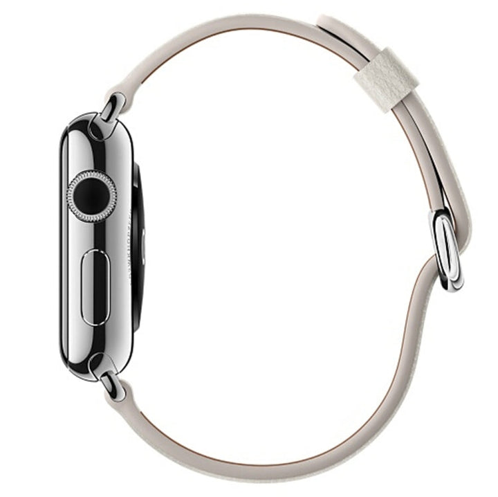 Lisslune | Classic Button Leather Wristband for Apple Watch Series 3 & 2 & 1 38mm (White)