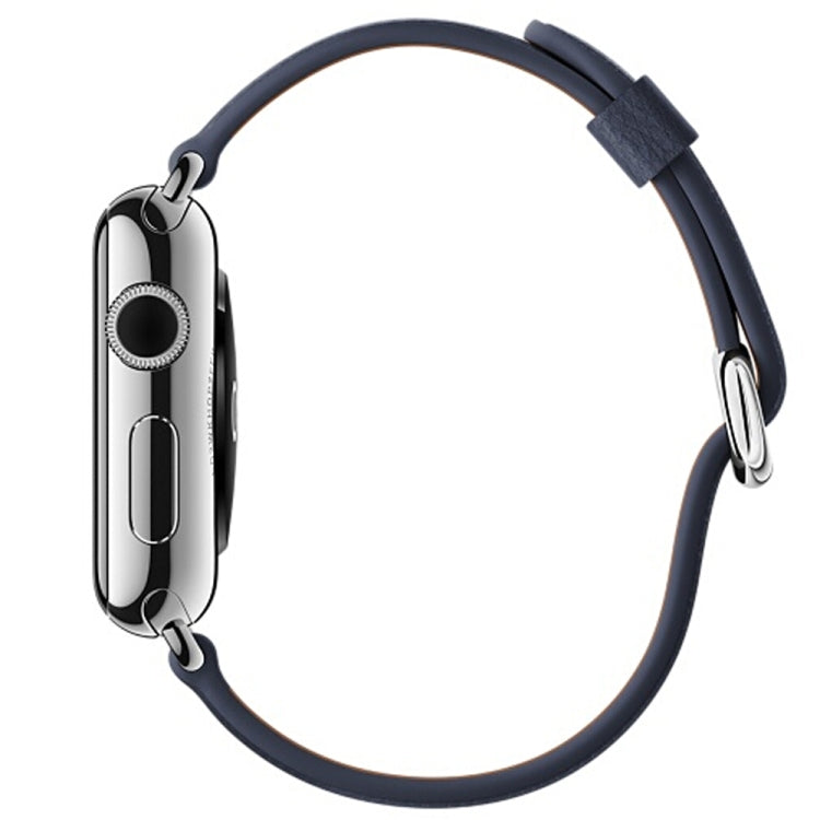 Lisslune | Classic Button Leather Wrist Band Buckle for Apple Watch Series 3 & 2 & 1 38mm (Midnight Blue)