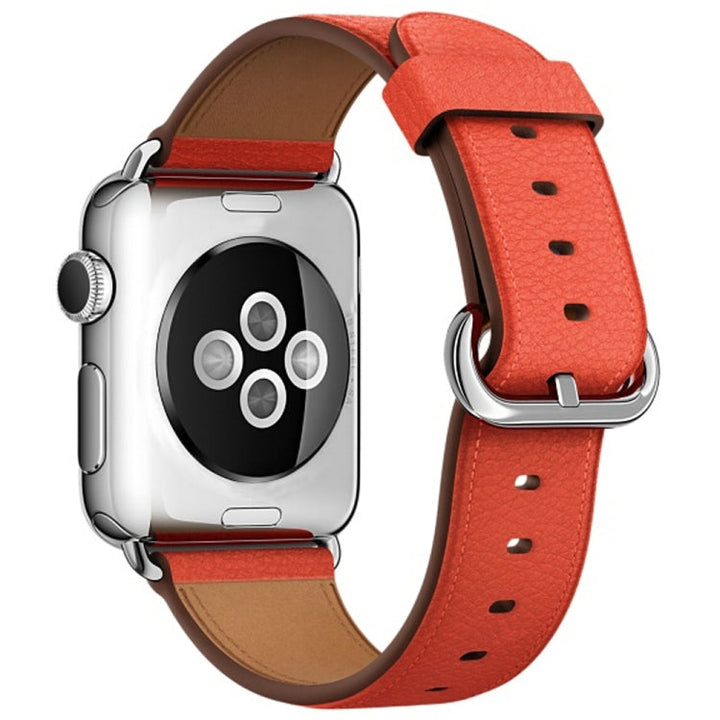 Lisslune | Classic Button Leather Wristband for Apple Watch Series 3 & 2 & 1 38mm (Orange)