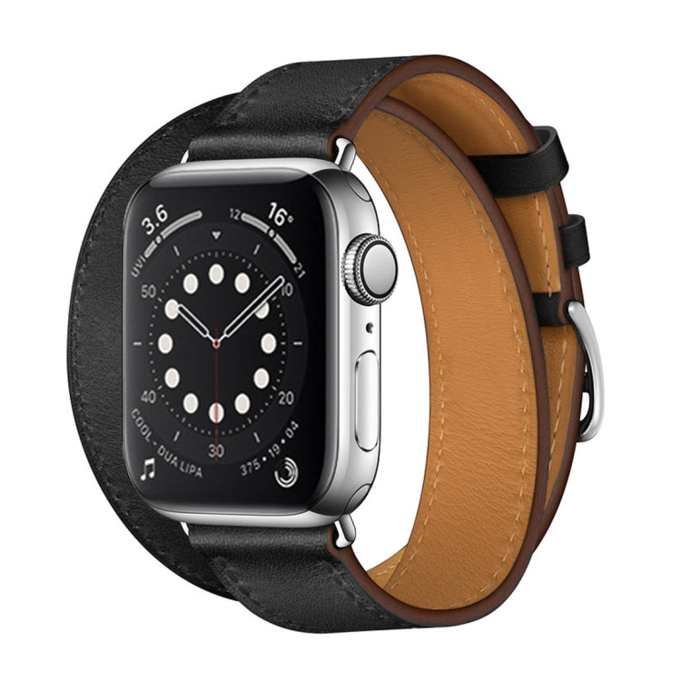 Lisslune | For Apple Watch 3 / 2 / 1 Generation 42mm Universal Leather Double-Loop Watch Band (black)