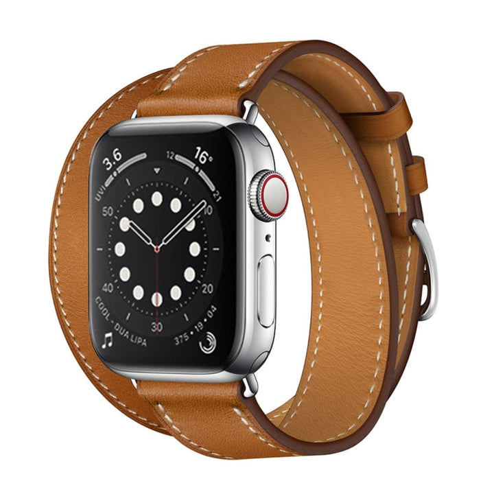 Lisslune | For Apple Watch 3 / 2 / 1 Generation 42mm Universal Leather Double Loop Watch Band (brown)